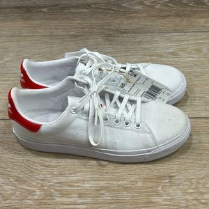 Adidas Stan Smith Primegreen Shoes. New w/o box. 5.5 men/7 women. White & Red